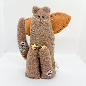 Vintage Stuffed Cat Angel Country Cottagecore Farm Stitched Patchwork